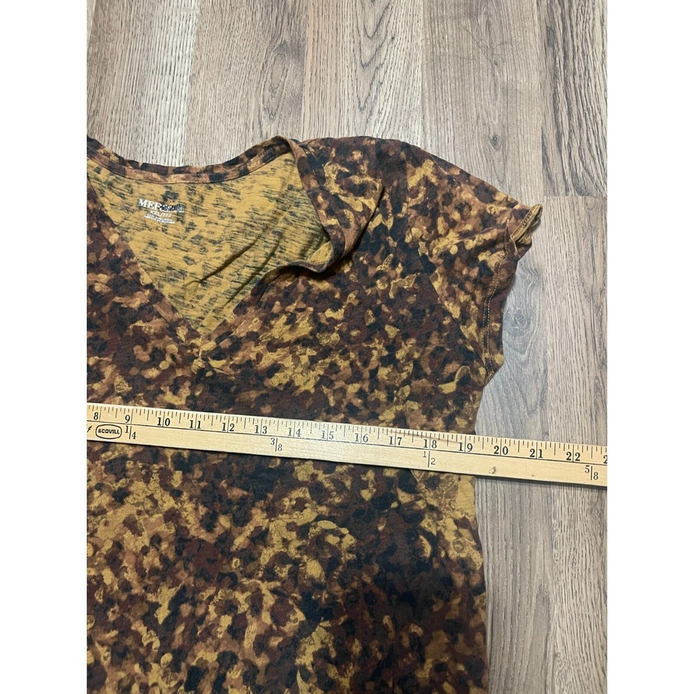 Merona Shirt, Women's Size XXL, Brown, Cheetah Print, V-neck, Short Sleeve - Picture 3 of 8